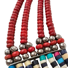 Load image into Gallery viewer, Red Tribal Beaded Multi-Strand Necklace 19.5