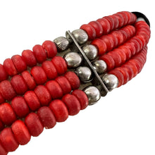 Load image into Gallery viewer, Red Tribal Beaded Multi-Strand Necklace 19.5