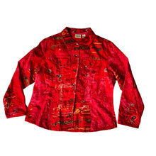 Load image into Gallery viewer, Chico's Embroidered Raw Silk Floral Art-to-Wear Jacket Size 2