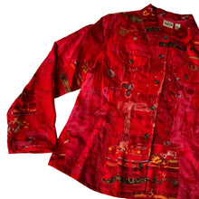 Load image into Gallery viewer, Chico's Rich Embroidered Raw Silk Floral Asian Art-to-Wear Jacket Size 2
