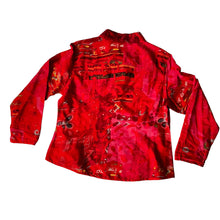 Load image into Gallery viewer, Chico's Rich Embroidered Raw Silk Floral Asian Art-to-Wear Jacket Size 2