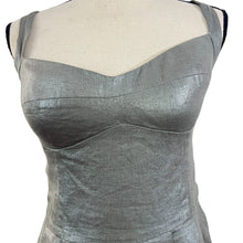 Load image into Gallery viewer, Cynthia Steffe Metallic Cross Back Linen Dress Size 10