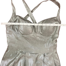 Load image into Gallery viewer, Cynthia Steffe Metallic Cross Back Linen Dress Size 10