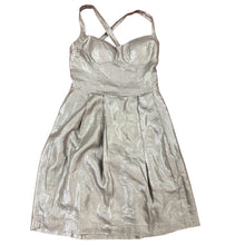 Load image into Gallery viewer, Cynthia Steffe Metallic Cross Back Linen Dress Size 10