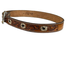 Load image into Gallery viewer, Vintage Tooled Leather Belt with Flowers Size 32