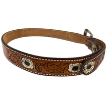 Load image into Gallery viewer, Vintage Tooled Leather Belt with Flowers Size 32