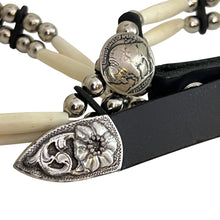Load image into Gallery viewer, Vintage Buffalo Nickel Beaded Leather & Concha Belt Size 36