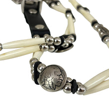 Load image into Gallery viewer, Vintage Buffalo Nickel Beaded Leather & Concha Belt Size 36