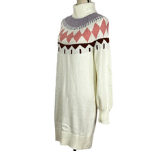 Load image into Gallery viewer, Fair Isle Cotton Wool Knit Turtleneck Sweater Dress Size Small
