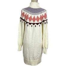 Load image into Gallery viewer, Fair Isle Cotton Wool Knit Turtleneck Sweater Dress Size Small