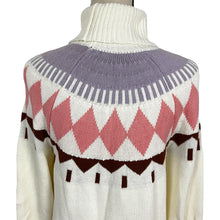 Load image into Gallery viewer, Fair Isle Cotton Wool Knit Turtleneck Sweater Dress Size Small