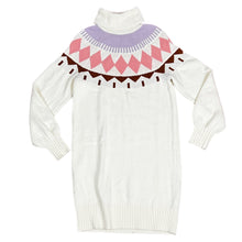 Load image into Gallery viewer, Fair Isle Cotton Wool Knit Turtleneck Sweater Dress Size Small
