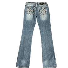 Load image into Gallery viewer, Miss Me Rhinestone Pockets Boot Cut Jeans Size 28"