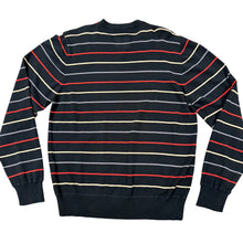 Load image into Gallery viewer, Rocawear Striped 100 Cotton V-Neck Sweater Black Red Gray Large