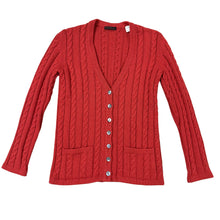 Load image into Gallery viewer, 80s YSL Cable Knit Cashmere Cardigan Size Small