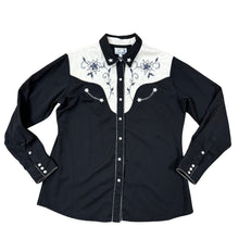 Load image into Gallery viewer, 90s Panhandle Slim Black & White Embroidered Western Shirt Pearl Snap Size XL