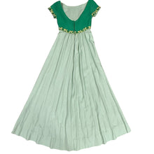 Load image into Gallery viewer, 70s Handmade Green Linen Empire Waist Cottage Core Maxi Dress XS