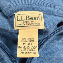 Load image into Gallery viewer, L.L. Bean Blue Quarter Zip Sweater Cotton Cashmere M Tall