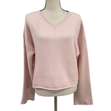 Load image into Gallery viewer, Cropped Oversized V Neck Cashmere Cotton Soft Knit Sweater Small
