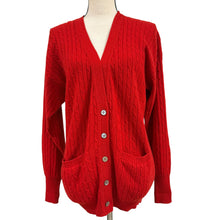 Load image into Gallery viewer, Vintage 90s Red V Neck Cashmere Cable Knit Cardigan