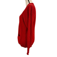 Load image into Gallery viewer, Vintage 90s Red V Neck Cashmere Cable Knit Cardigan