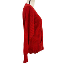 Load image into Gallery viewer, Vintage 90s Red V Neck Cashmere Cable Knit Cardigan
