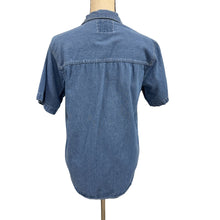 Load image into Gallery viewer, 90s Embroidered Sunflowers Denim Shirt Size Small Made in Hong Kong