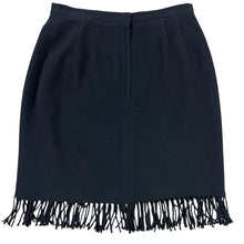Load image into Gallery viewer, Black Wool Blend Fringe Skirt Size 8