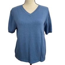 Load image into Gallery viewer, Eddie Baver V Neck Short Sleeves Knit Womens Top 100% Cotton Size Large