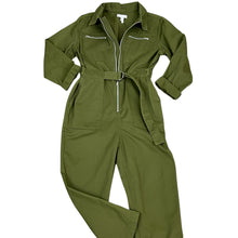 Load image into Gallery viewer, Top Shop Army Green Utility Jumpsuit Size 6 Petite