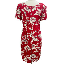 Load image into Gallery viewer, 1980s Red Floral Short Sleeve Dress Size 8