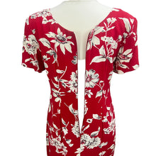 Load image into Gallery viewer, 1980s Red Floral Short Sleeve Dress Size 8