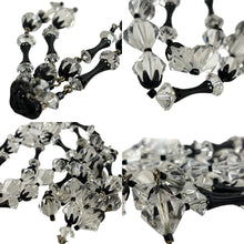 Load image into Gallery viewer, Chic 1920s Art Deco Cut Crystal Black Filigree Tassel Necklace 14.5"