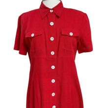Load image into Gallery viewer, 90s Red Linen Shirt Dress Size Medium/Large