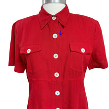 Load image into Gallery viewer, 90s Red Linen Shirt Dress Size Medium/Large