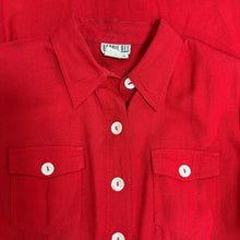 Load image into Gallery viewer, 90s Red Linen Shirt Dress Size Medium/Large