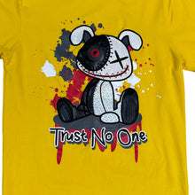 Load image into Gallery viewer, Trust No One Bloody Bear Yellow Tee Shirt Streetwear Size Medium