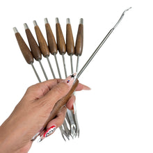 Load image into Gallery viewer, Vintage 50s Wood‑Handled Fondue Fork Set