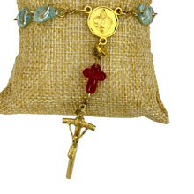 Load image into Gallery viewer, United Hearts of Jesus and Mary Vintage Italy Rosary 7.5"