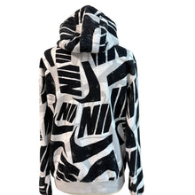 Load image into Gallery viewer, Nike Streetwear Allover Print Fleece Hoodie Gray Black Size Medium