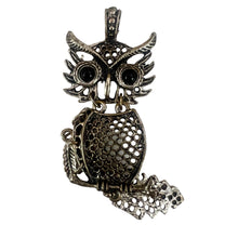 Load image into Gallery viewer, Silver Tone Owl Pendant 3"