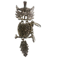 Load image into Gallery viewer, Silver Tone Owl Pendant 3"