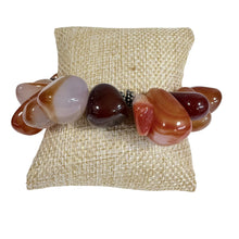 Load image into Gallery viewer, Vintage Chunky Carnelian Agate Teardrop Bead Bracelet with Silver Toggle Clasp 6.1"