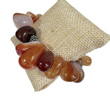 Load image into Gallery viewer, Vintage Chunky Carnelian Agate Teardrop Bead Bracelet with Silver Toggle Clasp 6.1"