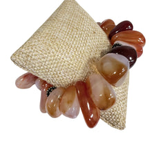 Load image into Gallery viewer, Vintage Chunky Carnelian Agate Teardrop Bead Bracelet with Silver Toggle Clasp 6.1"