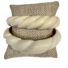 Load image into Gallery viewer, Vintage Hand-Carved Twisted Bovine Bone Bangle Bracelets Pair 7.5