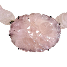Load image into Gallery viewer, Vintage Carved Rose Quartz & Sterling Silver Statement Necklace