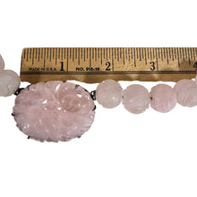 Load image into Gallery viewer, Vintage Carved Rose Quartz & Sterling Silver Statement Necklace