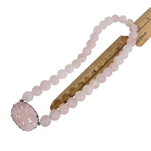 Load image into Gallery viewer, Vintage Carved Rose Quartz & Sterling Silver Statement Necklace