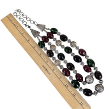 Load image into Gallery viewer, Vintage Double Strand Glass Bead Statement Necklace